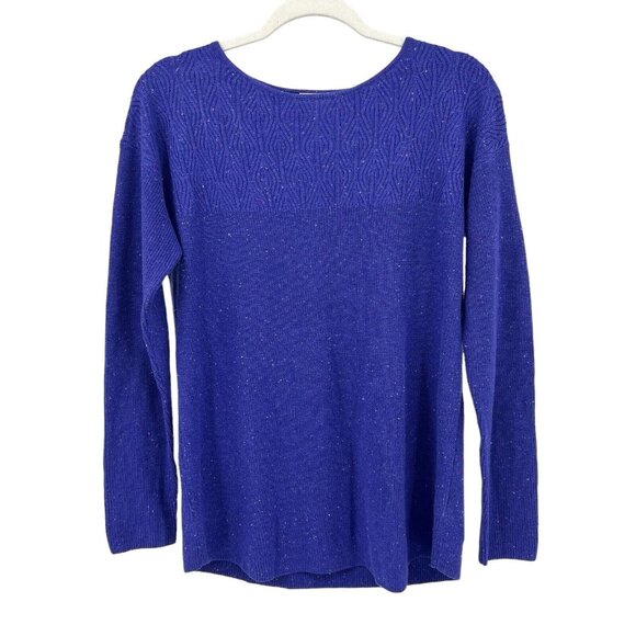 Talbots Sweaters - TALBOTS‎ Sweater M Purple Confetti Knit Textured Round Neck Pullover Size Medium